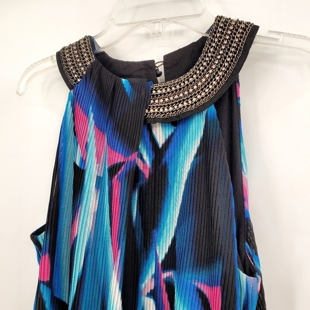 Alfani Halter Chain Rhinestone Neckline Multicolor Top - Picture 2 of 8